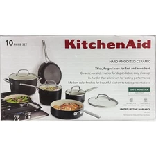 KitchenAid 10-Pc. Hard Anodized Nonstick Ceramic Cookware Set - Matte Black