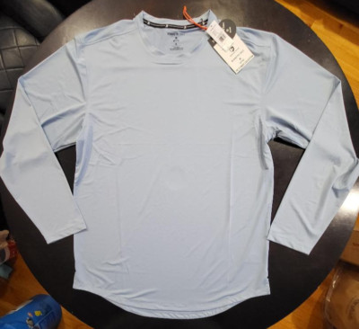 Kenneth Cole Men's Long Sleeve Active Rounded Hem The Tech Shirt  Navy,SKy Blue,