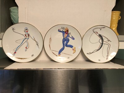 AL HIRSCHFELD DANCE PLATES SET OF THREE ANNA PERENNA