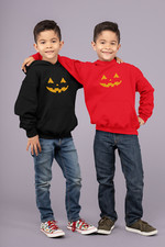 Halloween Pumpkin Smile Hoodie Hooded Jumper Novelty Gift Kids Boys Girls Face 