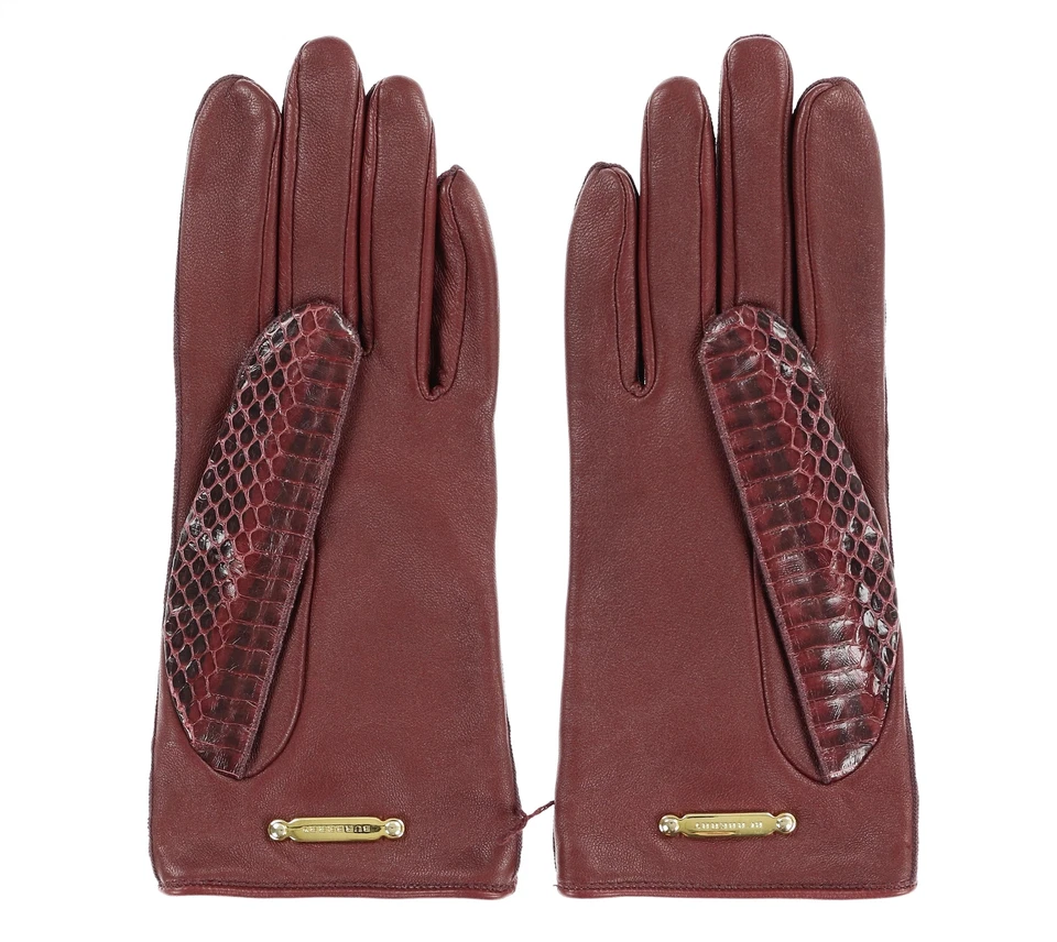 Guantes de piel de serpiente forrados en seda Burberry para mujer talla 6,5 (pequeño) 143841 Foto 2 de 2