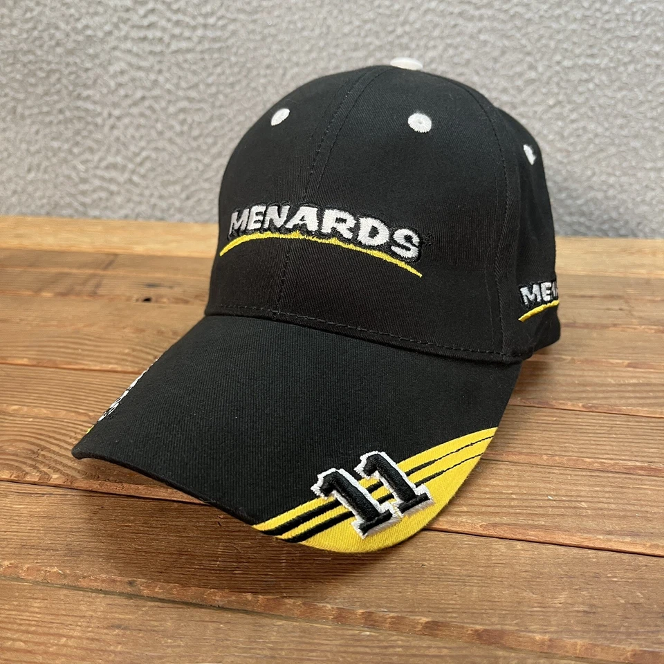 Gorra Menards Adulto Negra Amarilla Correa Trasera NASCAR Racing Paul Menard #11 Para Hombres Foto 3 de 4