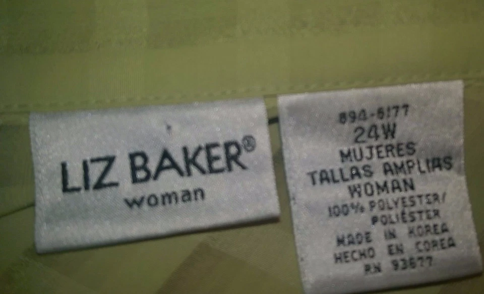 Camisa Top Blusa Mujer Liz Baker Talla 24W Verde Rayas Foto 2 de 3