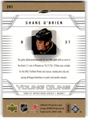 2006-07 Upper Deck Young Guns Shane O'Brien Rookie #201 Anaheim