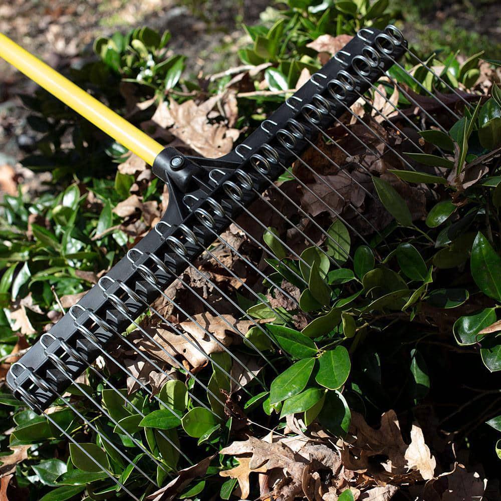 Steel Rake 55 in. Fiberglass Handle 28 Angled Spring Loaded Tines ...