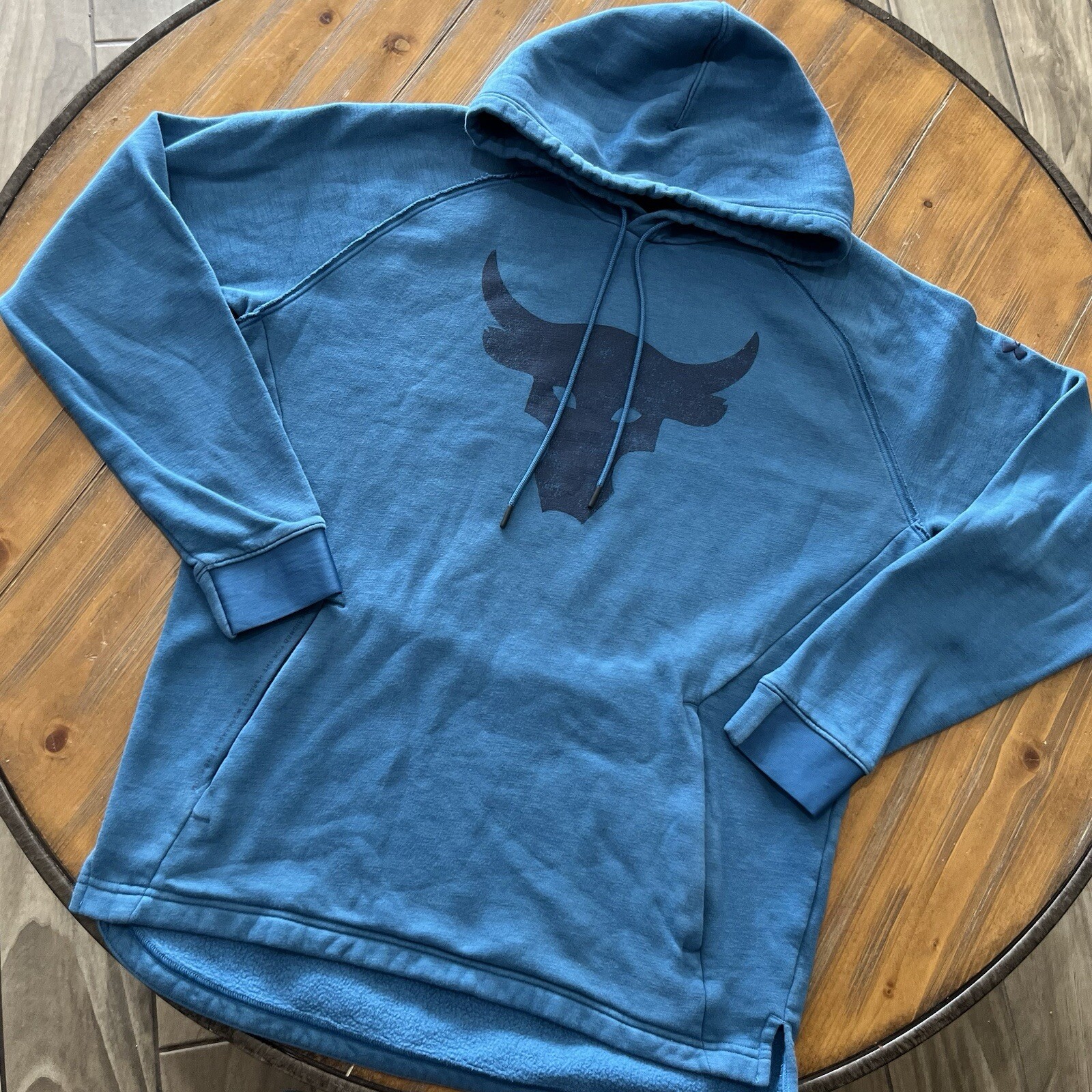 Under Armour Hoodie Medium Blue Project Rock Pullover Bull Logo