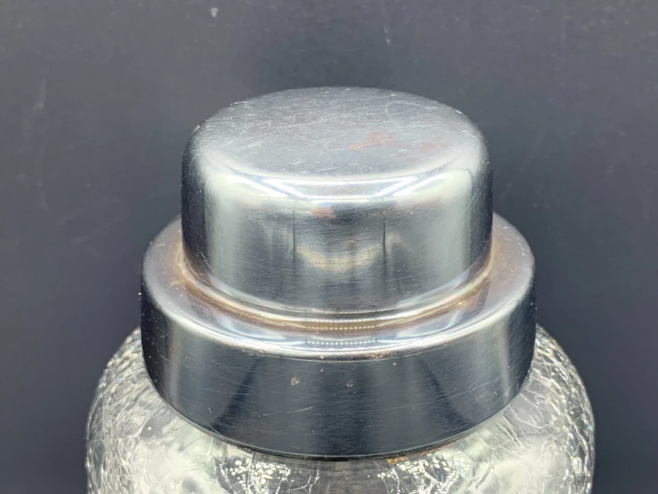 Coctelera alemana WMF vidrio craquelado transparente tapa plateada marca Art Deco Foto 4 de 4