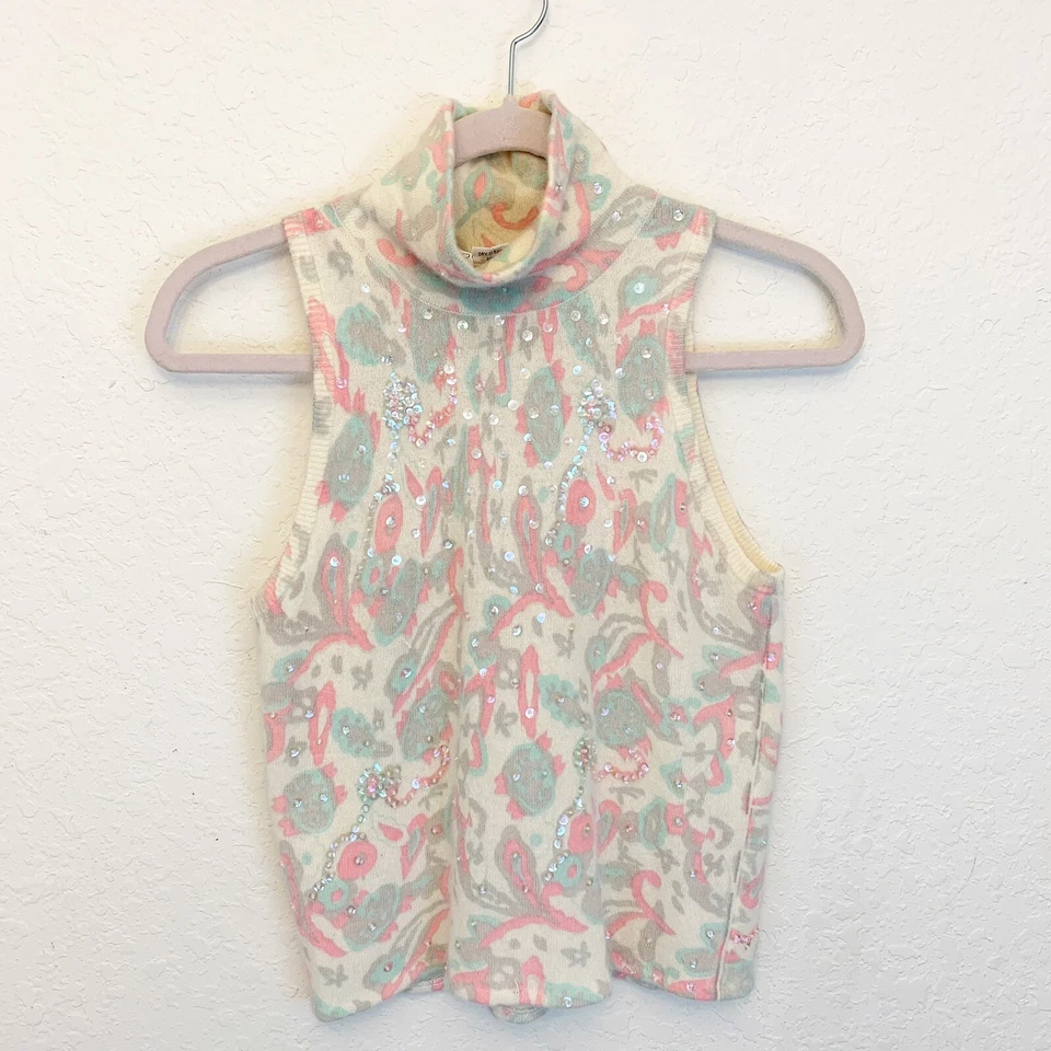 Vintage Outlander Womens Small Twinset Sweater Lambswool Rabbit Hair Sequin - Image 2 of 4