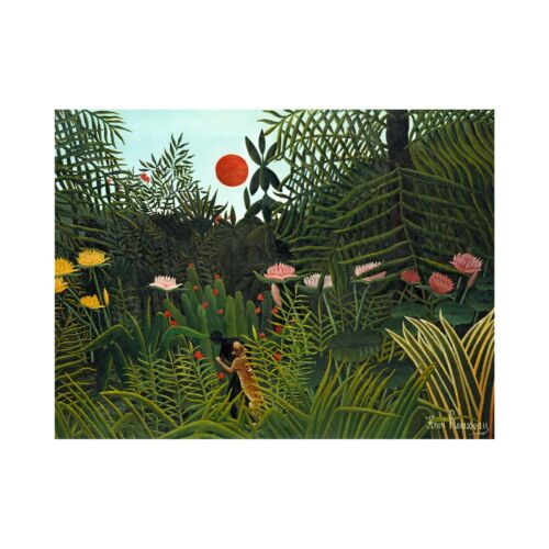 Henri Rousseau Forêt Vierge avec Coucher de Soleil Impression Vintage-LIVRAISON GRATUITE US - Photo 1 sur 6