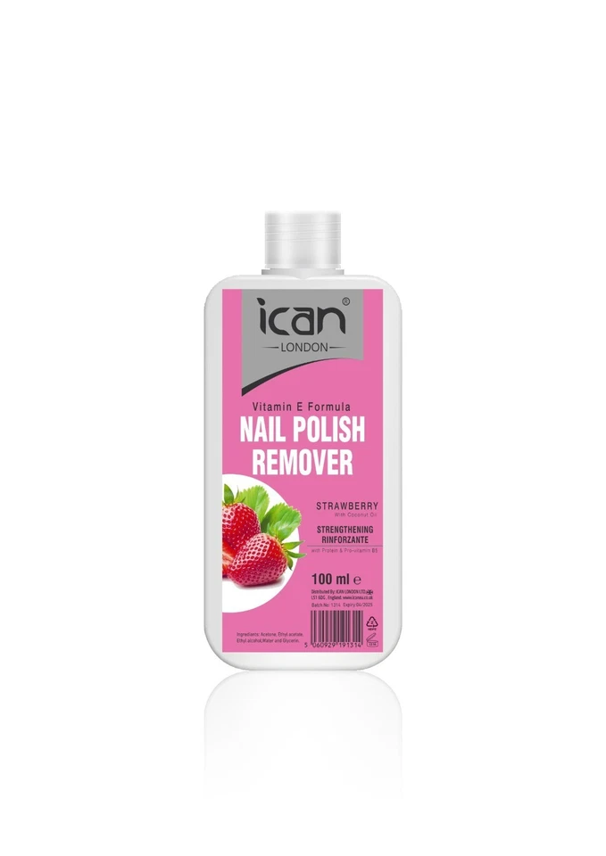 ican London Strawberry Vitamin E Formula Nail Polish Remover 100ml