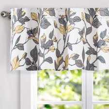Ryan Sketch Flower Floral Branch Leaves Lined Thermal Window Curtains Valance