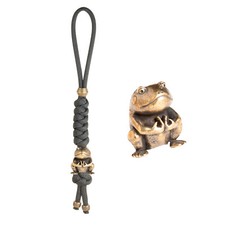 Black 550 Paracord Lanyard with Brass Frog Beads fo Knife Zipper Pull