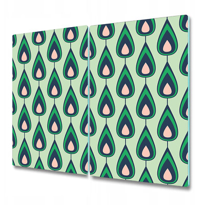 Tempered Glass Surface Protector Worktop Saver Vintage green and grey 2x30x52