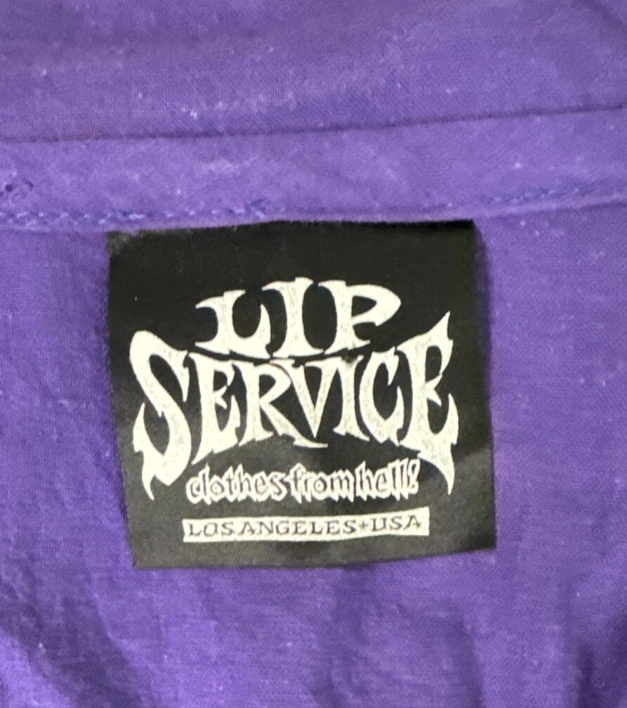Lip Service Vintage Rare Purple Top Shirt Sz LG Goth Renn Vamp 
