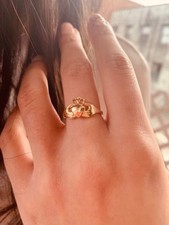 14k Solid Yellow Gold Claddagh Ring, Irish Jewelry,