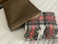 NOWY TENNESSEE Wełniany KOC/NARZUTA z ETUI STADIONOWYM/TARTANOWĄ KRATĄ 50"x 60" Vintage