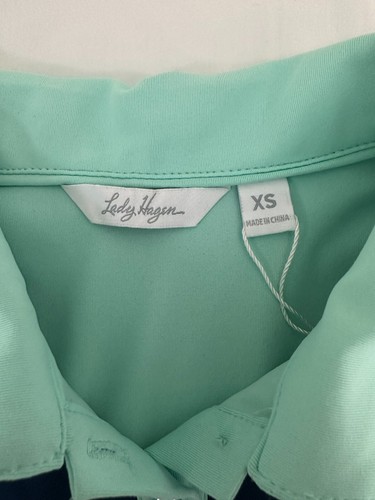 Lady Hagen Calypso Sleeveless Polo Golf Top Shirt Aqua Mint & Navy Size XS NWT - Picture 8 of 10
