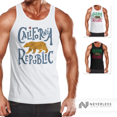 Herren Tank Top California Republic Bär Grizzlybär Kalifornien Slimfit Neverless