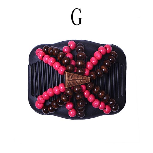 Vintage Retro Women Wooden Beads Magic Hair Comb Hairpin Hair Clip Double Slide - Picture 31 of 46