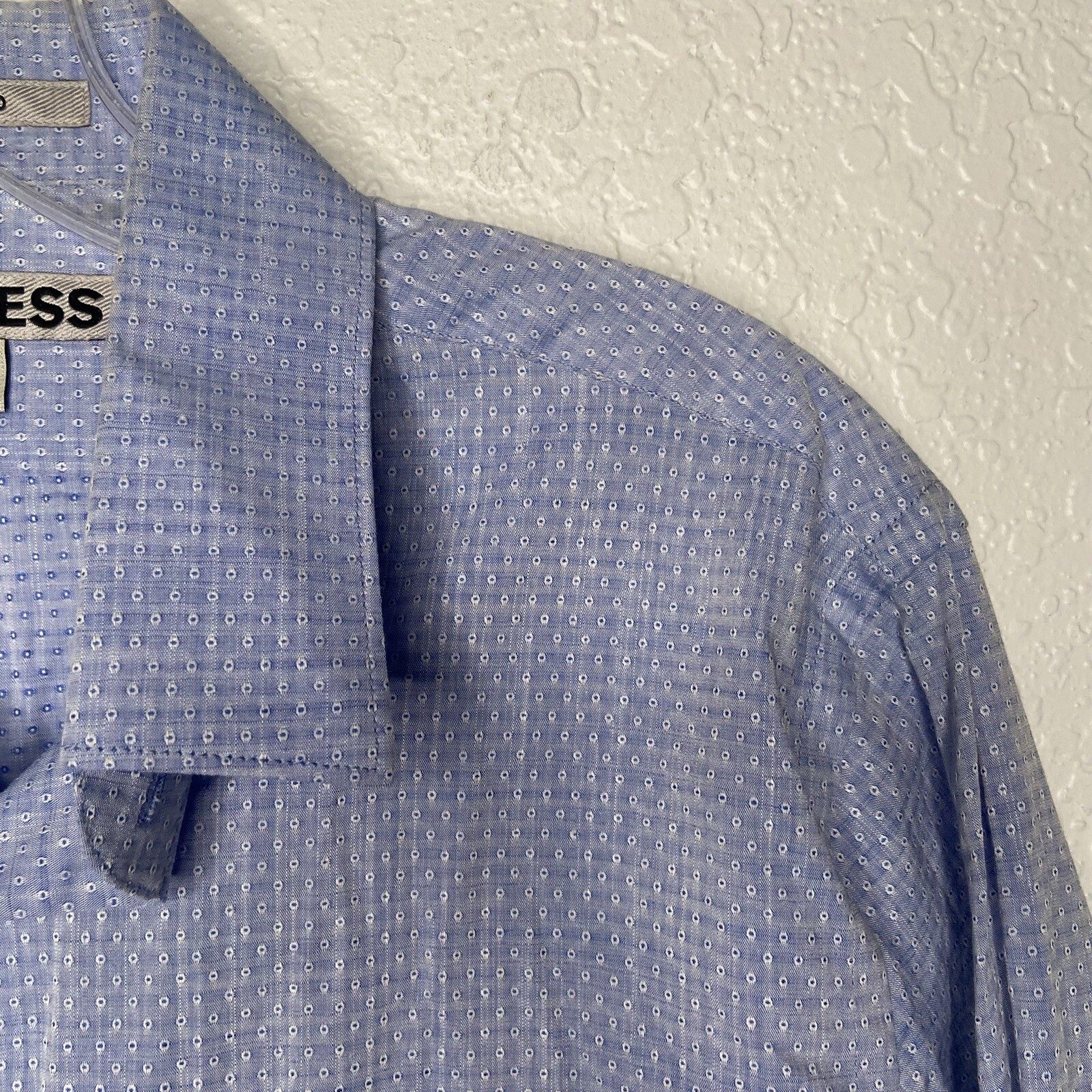EXPRESS Mens Blue White Pattern Fitted Button Dow… - image 3