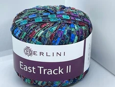 Berlini East Track II #143 Tapestry Burgundy Blue Purple+ Ladder Ribbon Yarn 50g