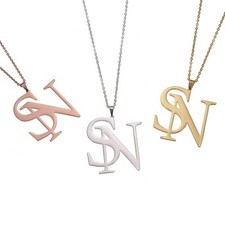 Pendantify Custom Double Letter Pendant Necklace  Custom Two Initial Necklace