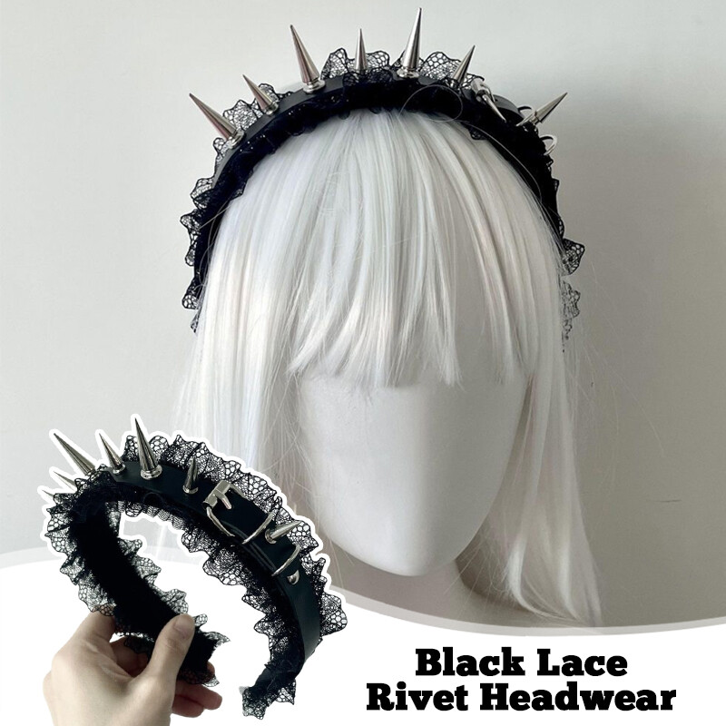 エイチナオト ブラッド パンク ロック バレエ ロリータ ワンポイント 美ライン Harajuku Gothic Lolita Punk Dark Lace Rivet Pointed Nail Black