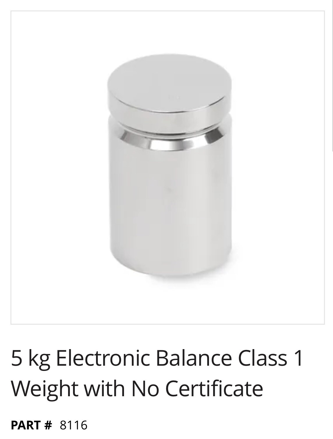 Troemner 8116 5kg Electronic Calibration Class 1 Weight FREE SHIPPING