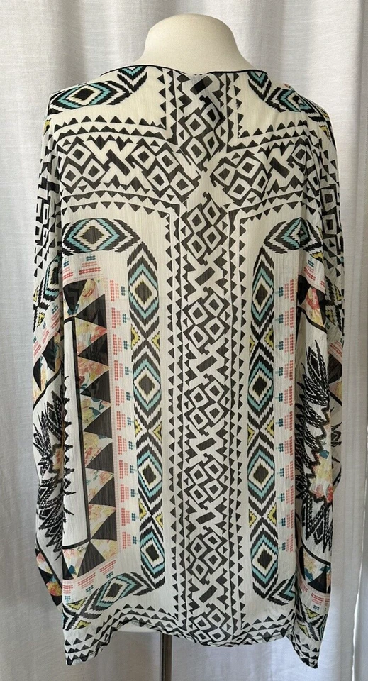 Chal estampado envolvente floral abstracto kimono multicolor inclinable para mujer Foto 4 de 4