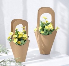 50 Pcs Kraft Paper Flowers Gift Bags Bouquet with Handle