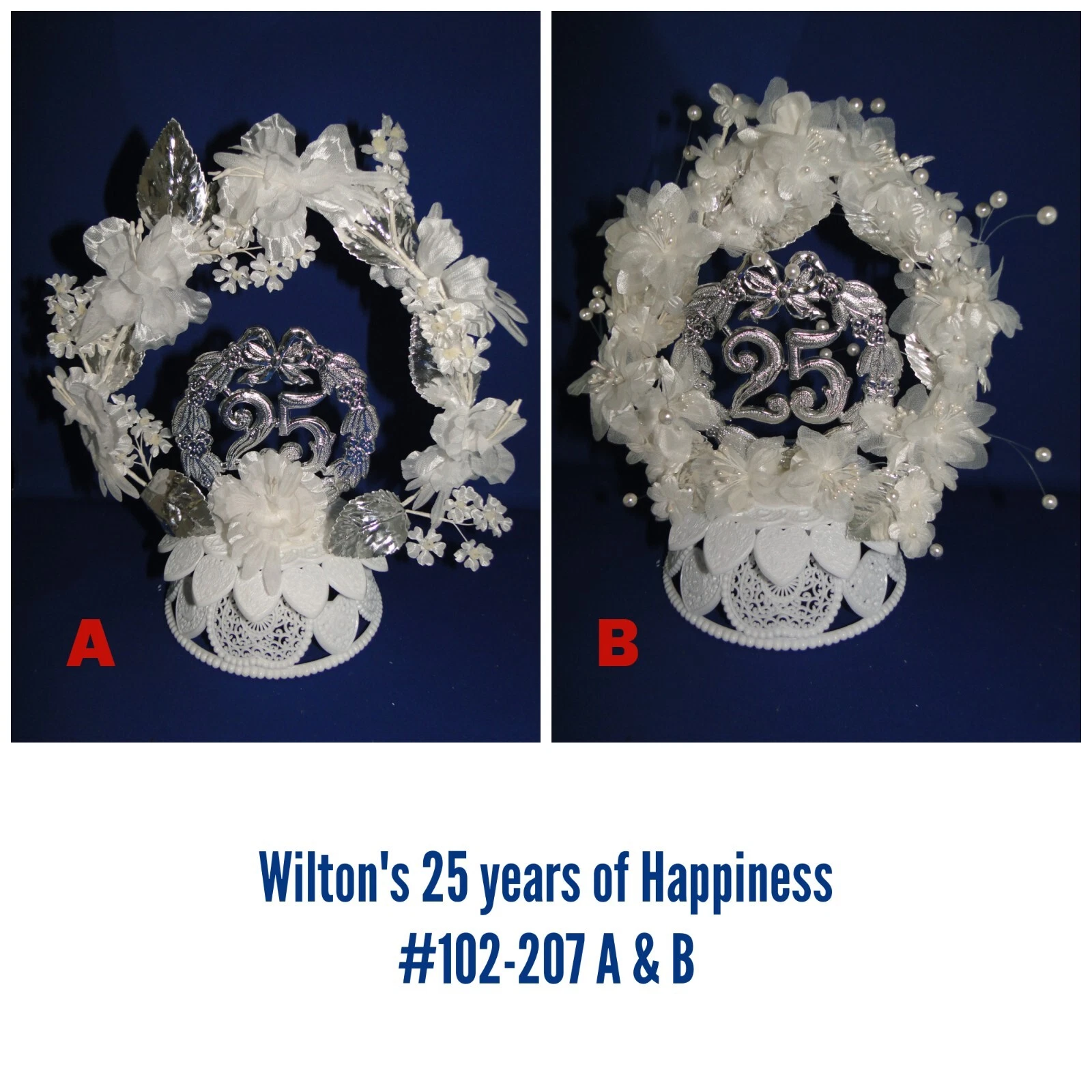 New Vintage Wilton 25 Years of Happiness Cake Top, 102-207 A&B Version