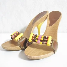 Giuseppe Zanotti Design wood beaded heeled sandals, size 36, brown Women USED