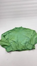 Joah Brown Sweatshirt Womens One Size Green Cropped Mock Neck Raw Hem Cotton