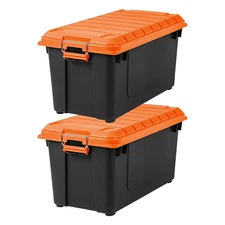 22 Gal Heavy Duty Storage Bins Lockable Lid Stackable Plastic Tote Box 2 Pack
