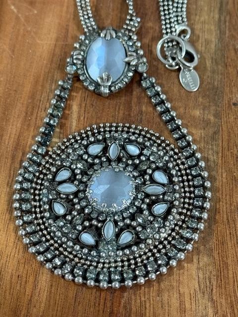 Sorelli Silver Tone Beaded Statement Necklace Gra… - image 4