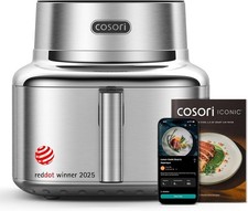 Cosori Iconic Stainless Steel 6.5 Qt Smart Air Fryer, PFAS-Free Ceramic Coating,