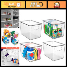 Plastic Storage Bins with Lids - Kitchen Fridge Organizer, Pantry  Cabinet Set