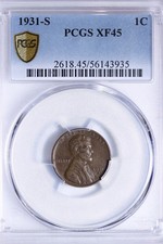 1931-S Lincoln Wheat Cent Penny PCGS XF45 ZGBA