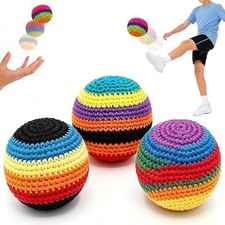5-Pack Premium Handmade Knitted Hacky Sack Footbags for Adults Teens