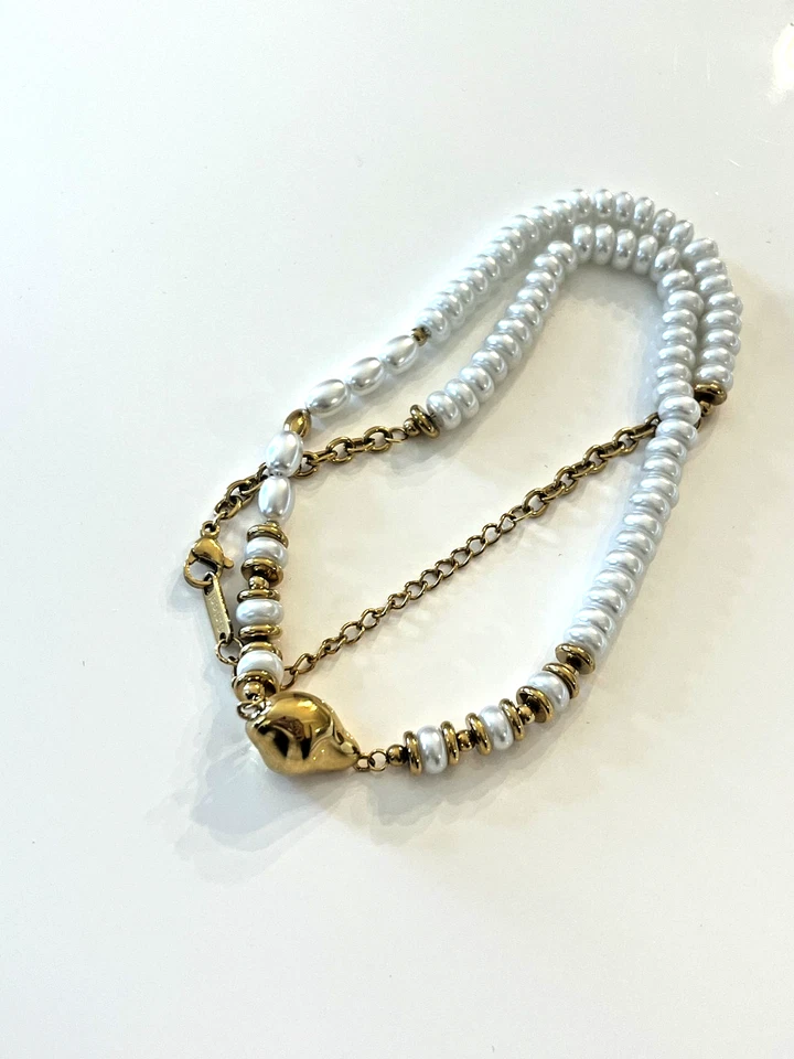 Collar de perlas de imitación estilo barroco cadena tono dorado Y2K joyería llamativa Foto 4 de 4