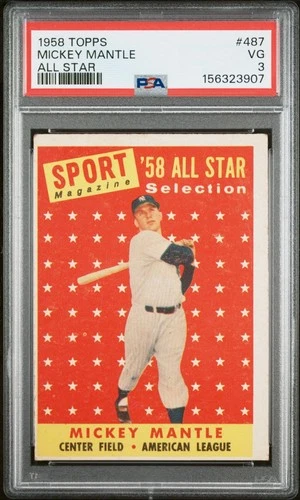Mickey Mantle 1958 Topps All Star PSA 3 #487 New York Yankees