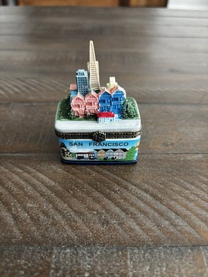 San Francisco California City Skyline Famous Houses Ceramic Souvenir Trinket Box