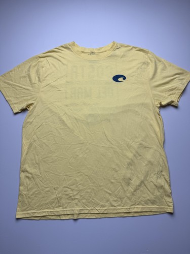 Costa Del Mar Shirt Mens 2XL Yellow Born On The Water Fish Graphic Tee