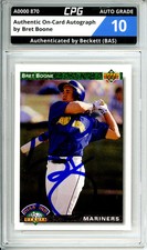 Authentic On-Card Autograph Signed by Bret Boone CPG Auto Grade 10
