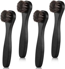 4 Pcs Horsehair Shine Shoes Brush Kit Polish Dauber Applicators Cleaning Leather
