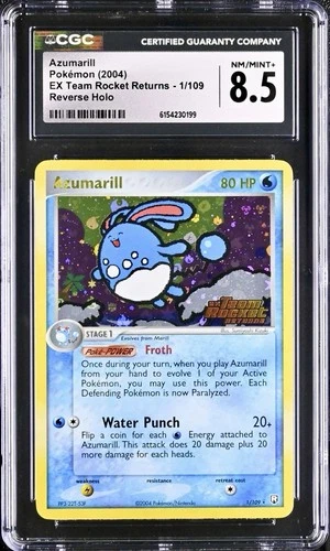 Pokémon Azumarill 1/109 Team Rocket Returns Reverse Holo - CGC 8.5 NM/Mint+