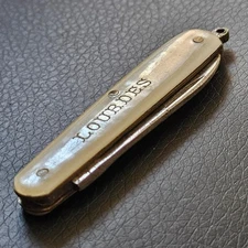 Vintage Mother of Pearl Pads Lourdes Souvenir Pocket Folding Knife