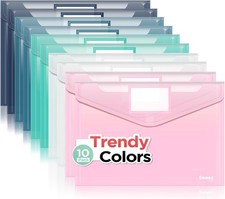 10 Packs Plastic Envelopes, Plastic File Folders, Clear Folders