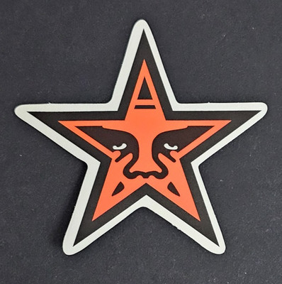 Star Shaped Parody Sticker Red/Black Face Vinyl Art Inspired by Obey Giant