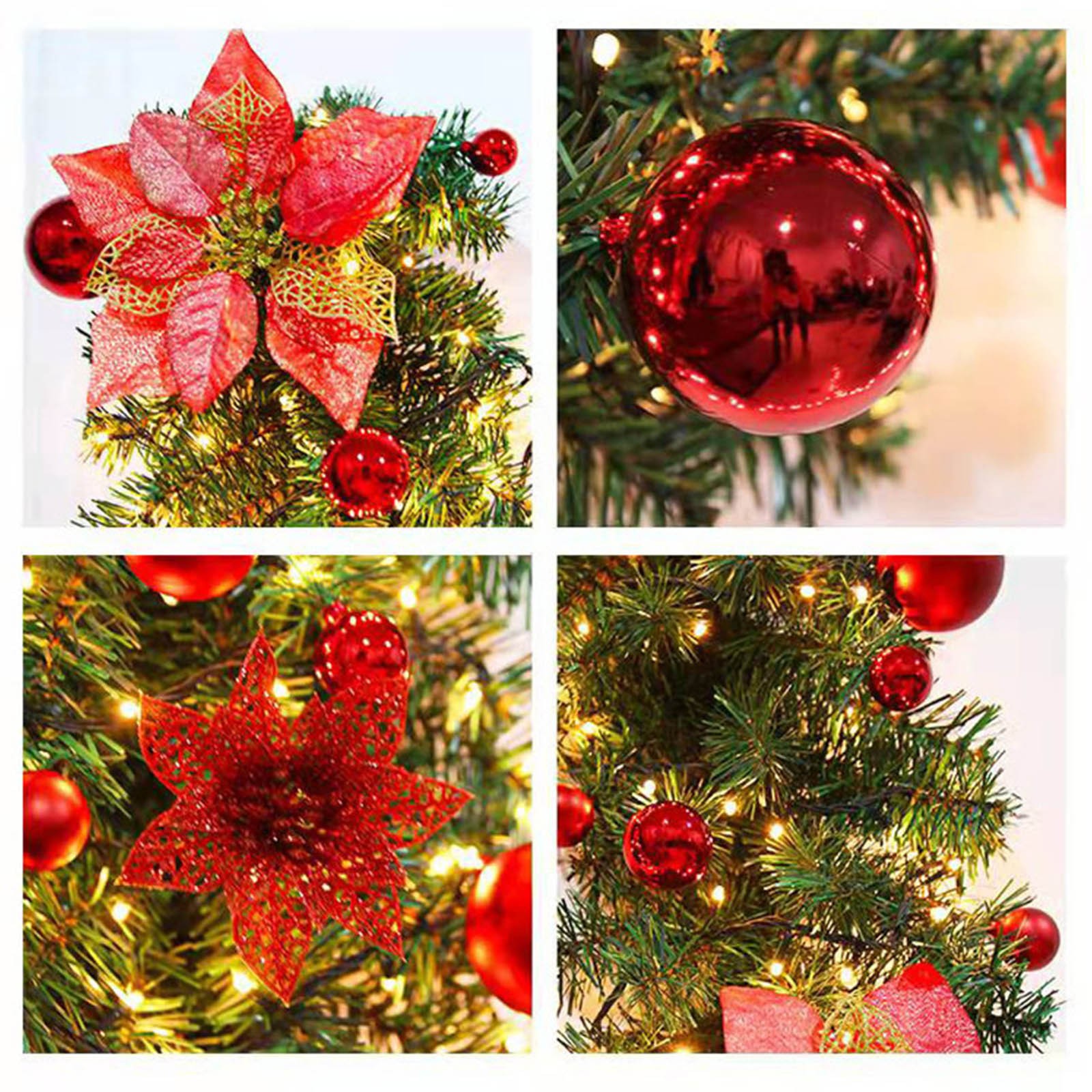 8.9ft Artificial Xmas Garland With Balls Flower For Holiday Home Stairs Fireplac